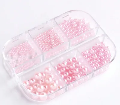 פנינים ורודות לקישוט ציפורניים